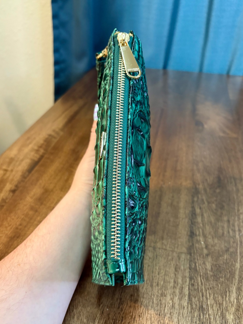 Brahmin EUC Daisy - Emerald - Like New - Back EYE - Rich Green Leather Wristlet - Picture 10 of 16